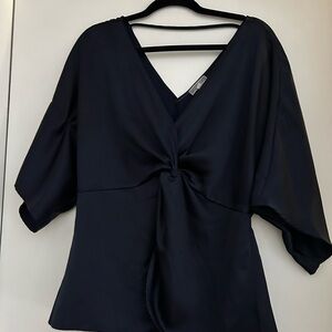 Pleione Navy Twist Front Blouse